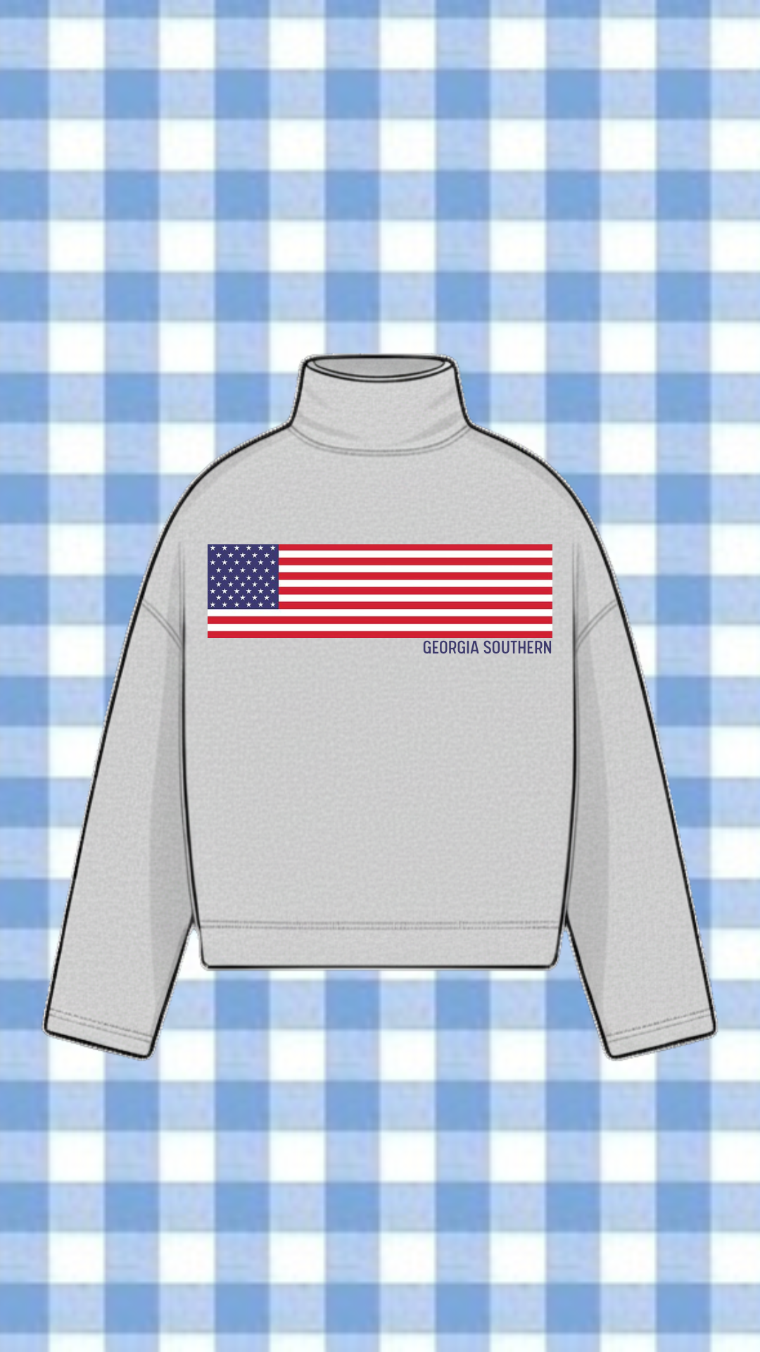 GEORGIA SOUTHERN FLAG MOCK NECK VINTAGE WASH