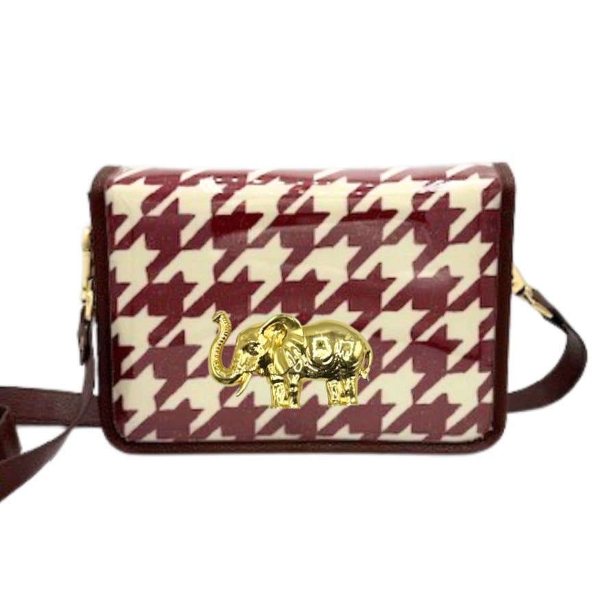 Crimson Houndstooth Clear Gameday Stadium Bag w/ Elephant