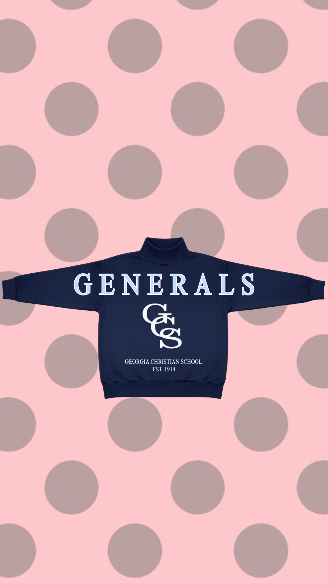 GEORGIA CHRISTIAN NAVY MOCK NECK SWEATSHIRT