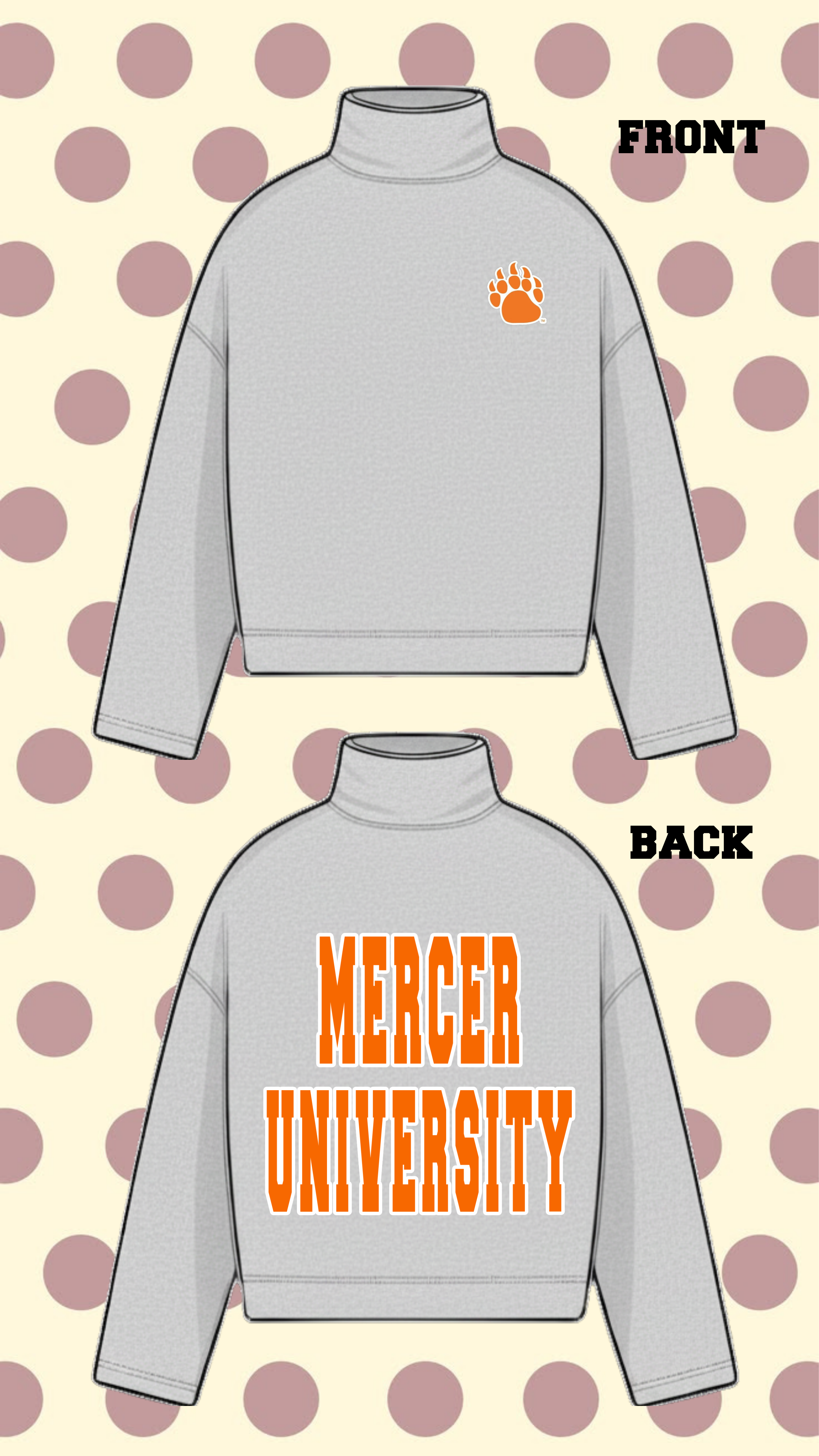 MERCER UNIVERSITY VINTAGE WASH MOCK NECK SWEATSHIRT