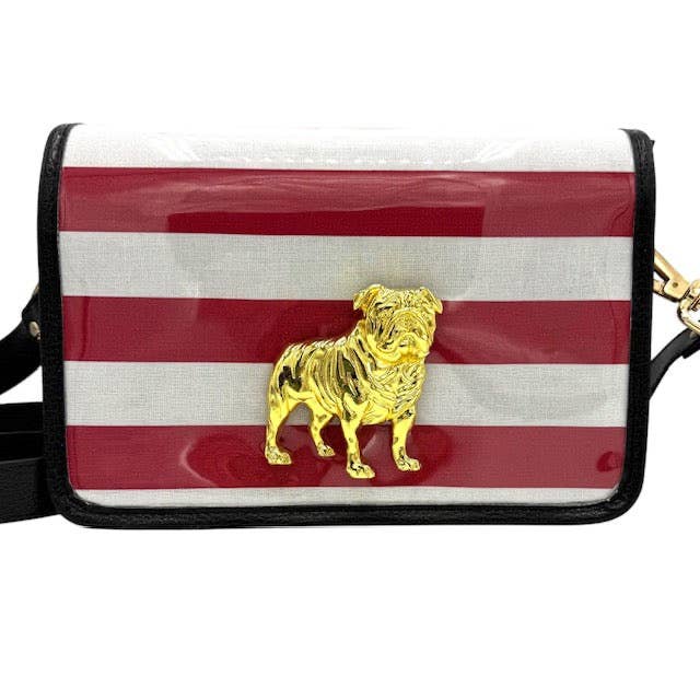 Red Stripe Clear Gameday Stadium Bag w/ Gold Bulldog