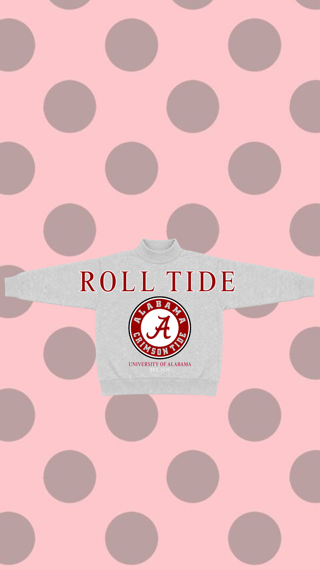 ALABAMA ROLL TIDE MOCK NECK SWEATSHIRT