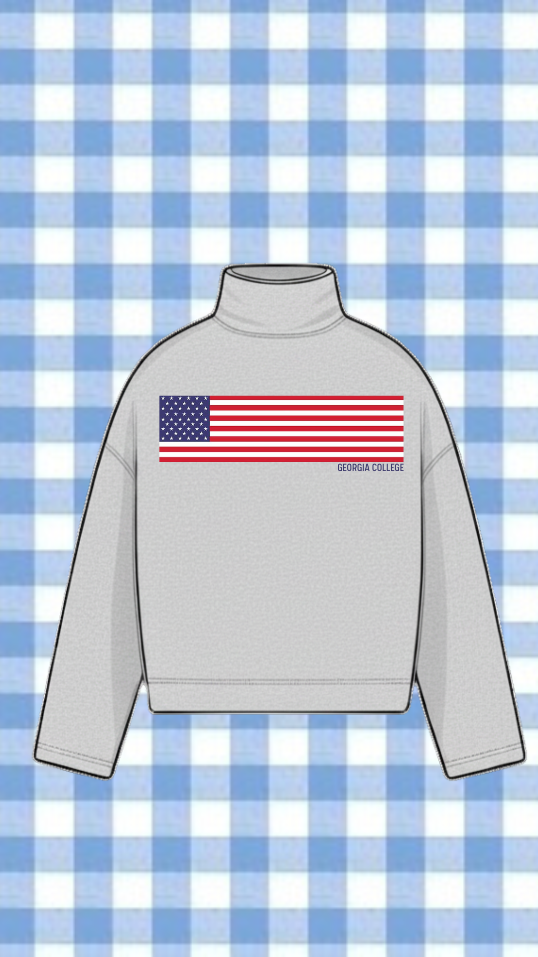 GEORGIA COLLEGE FLAG MOCK NECK VINTAGE WASH