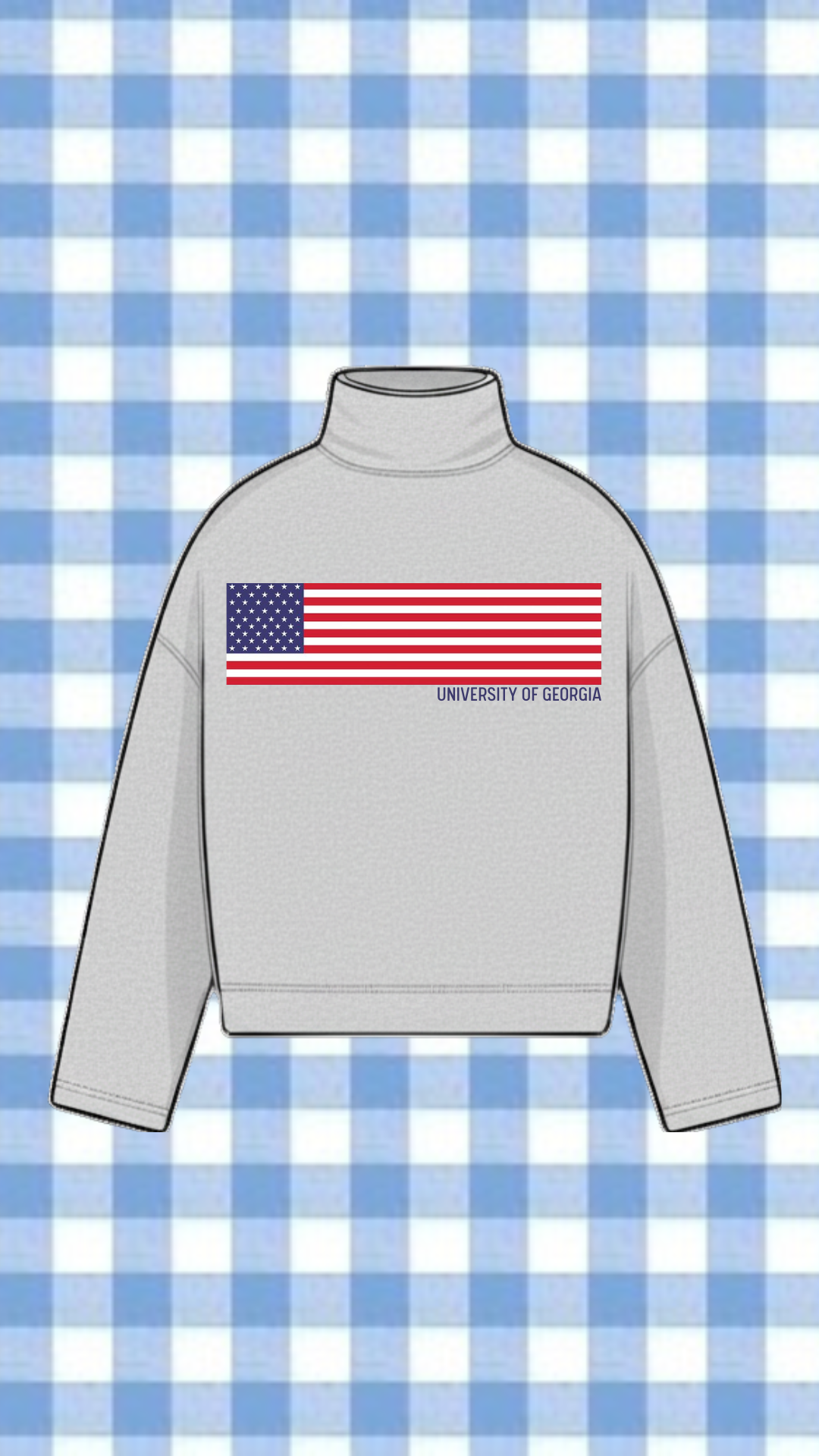 UNIVERSITY OF GEORGIA FLAG MOCK NECK VINTAGE WASH