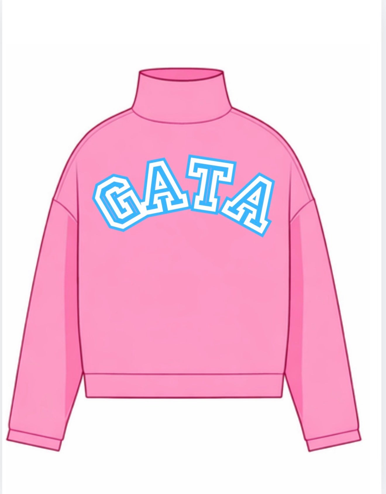 Pink GATA Mock Neck Sweatshirt