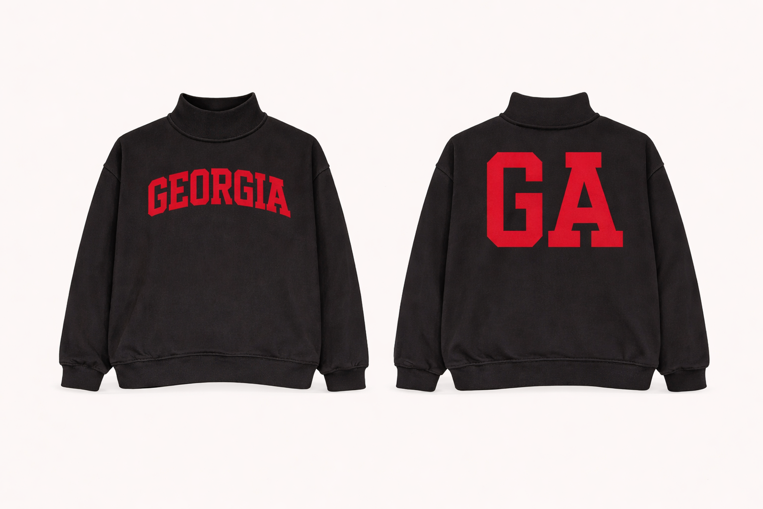 GEORGIA REVERSIBLE BLACK MOCKNECK SWEATSHIRT