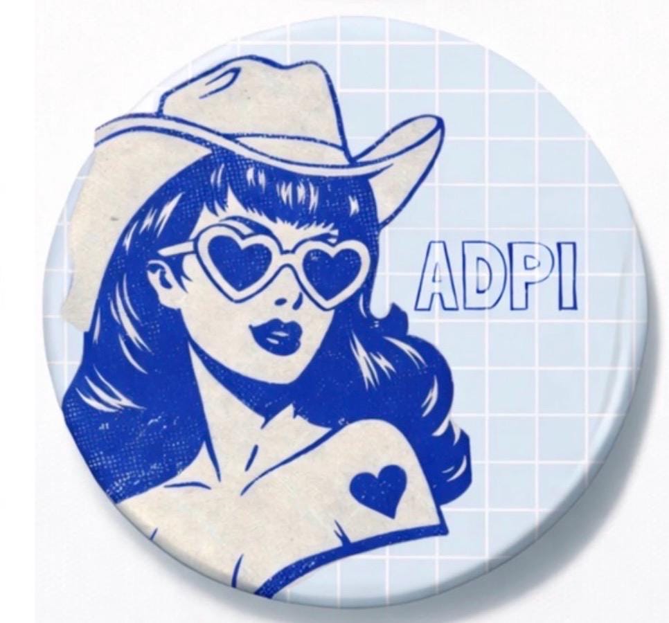 Alpha Delta Pi Game Day Button – Sorority Spirit Pin, Tailgate Accessory