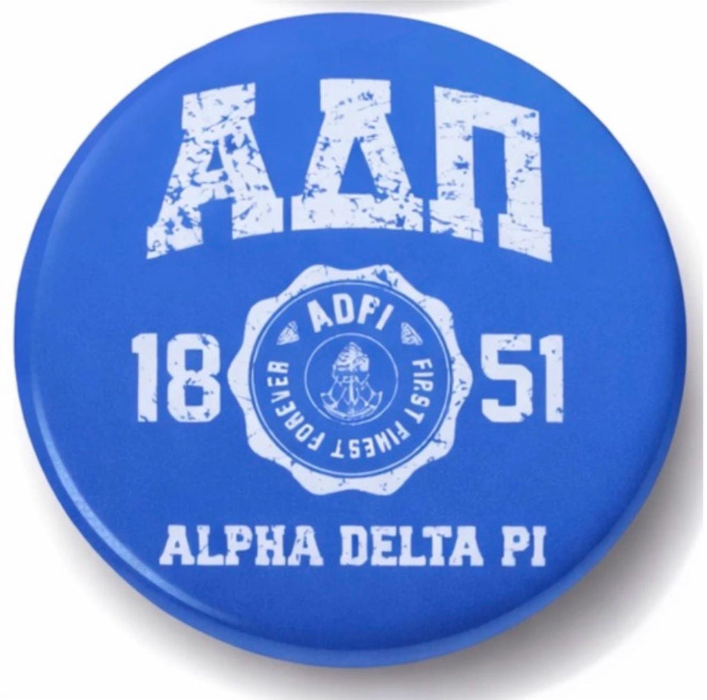 Alpha Delta Pi Game Day Button – Sorority Spirit Pin, Tailgate Accessory (3" Round)