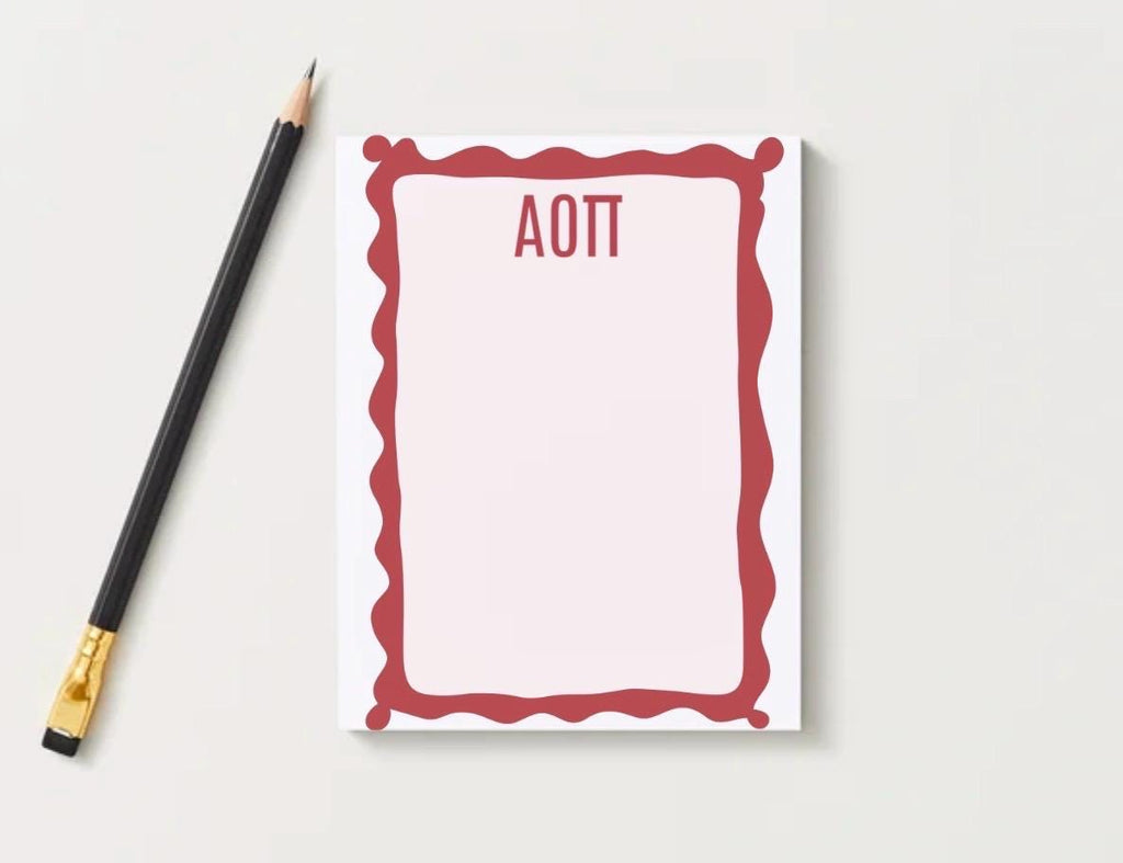 Alpha Omicron Pi Notepad | AOII Sorority Stationery | Big Little Gift, Desk Pad