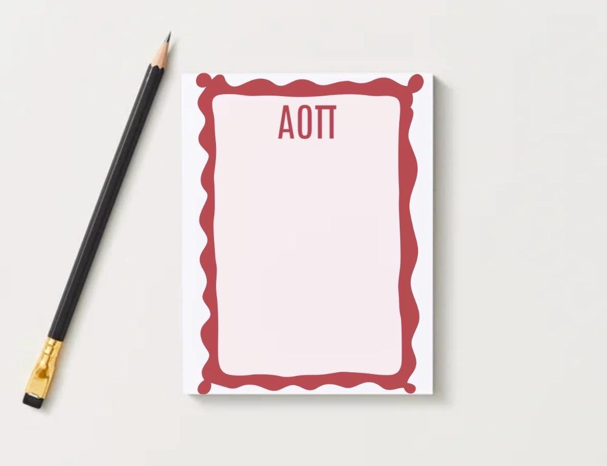 Alpha Omicron Pi Notepad | AOII Sorority Stationery | Big Little Gift, Desk Pad