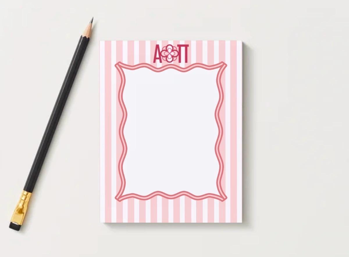 Alpha Omicron Pi Notepad | AOII Sorority Stationery | Big Little Gift | Campus Desk Pad