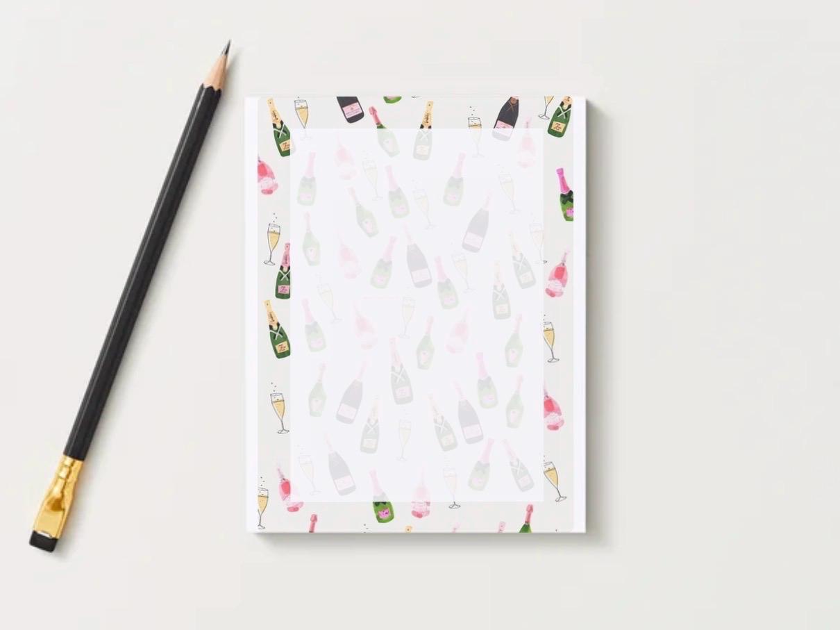 Champagne Bottle Notepad | Celebration Stationery | Party Planning Planner
