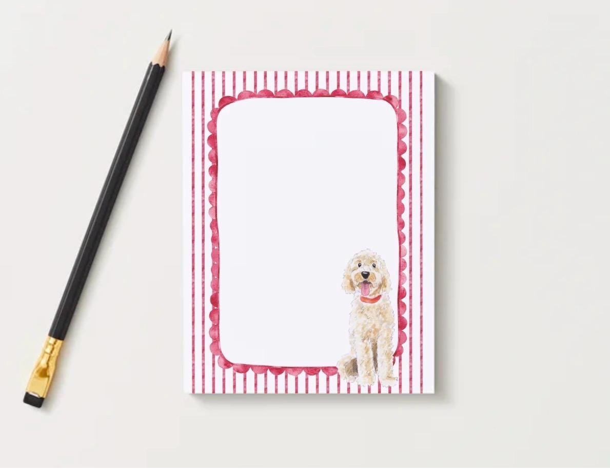 Goldendoodle Notepad | Dog Lover Stationery, Desk Pad, Puppy Memo Pad