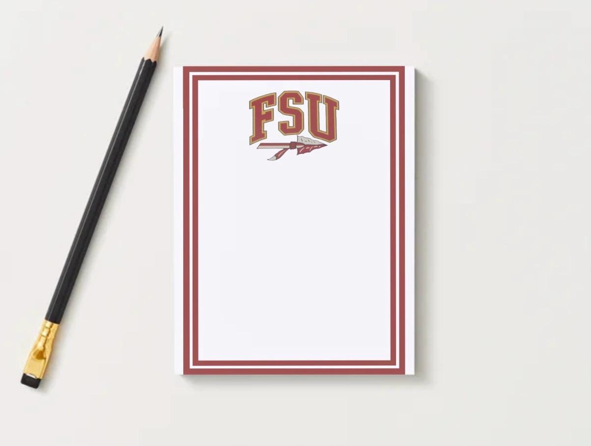 Florida State University Notepad | FSU Gameday Checklist | Seminole Fan Gift | College Student Stationery