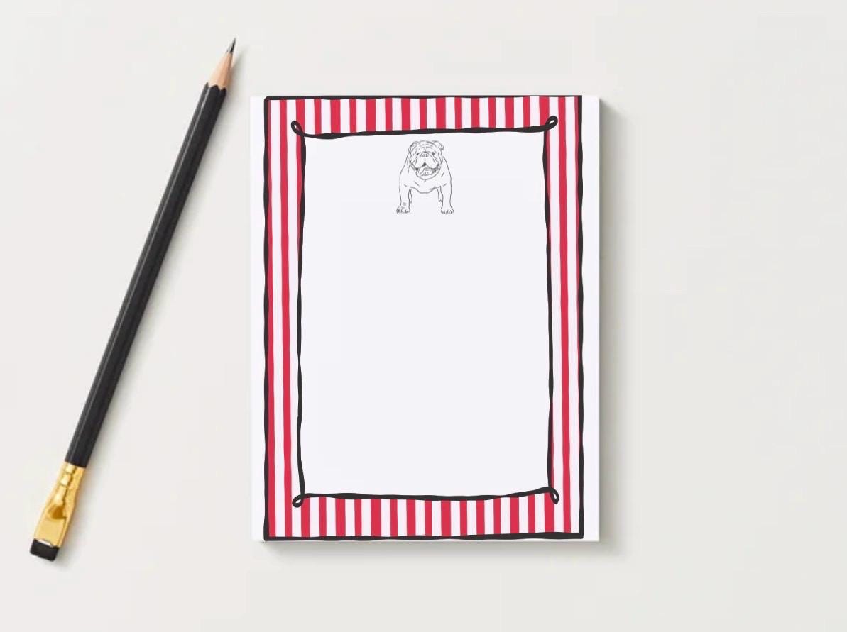 University of Georgia Notepad | UGA Gameday Checklist | Bulldog Fan Gift | College Student Stationery