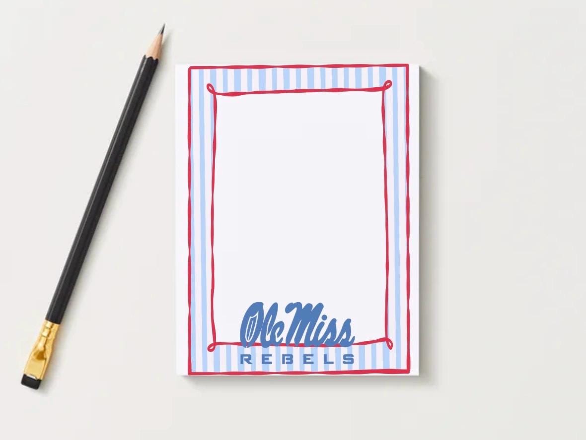 Ole Miss Rebels Gameday Checklist Notepad | College Student Stationery