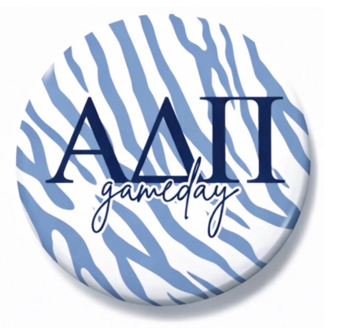 Alpha Delta Pi Game Day Button – Sorority Spirit Pin, Tailgate Accessory