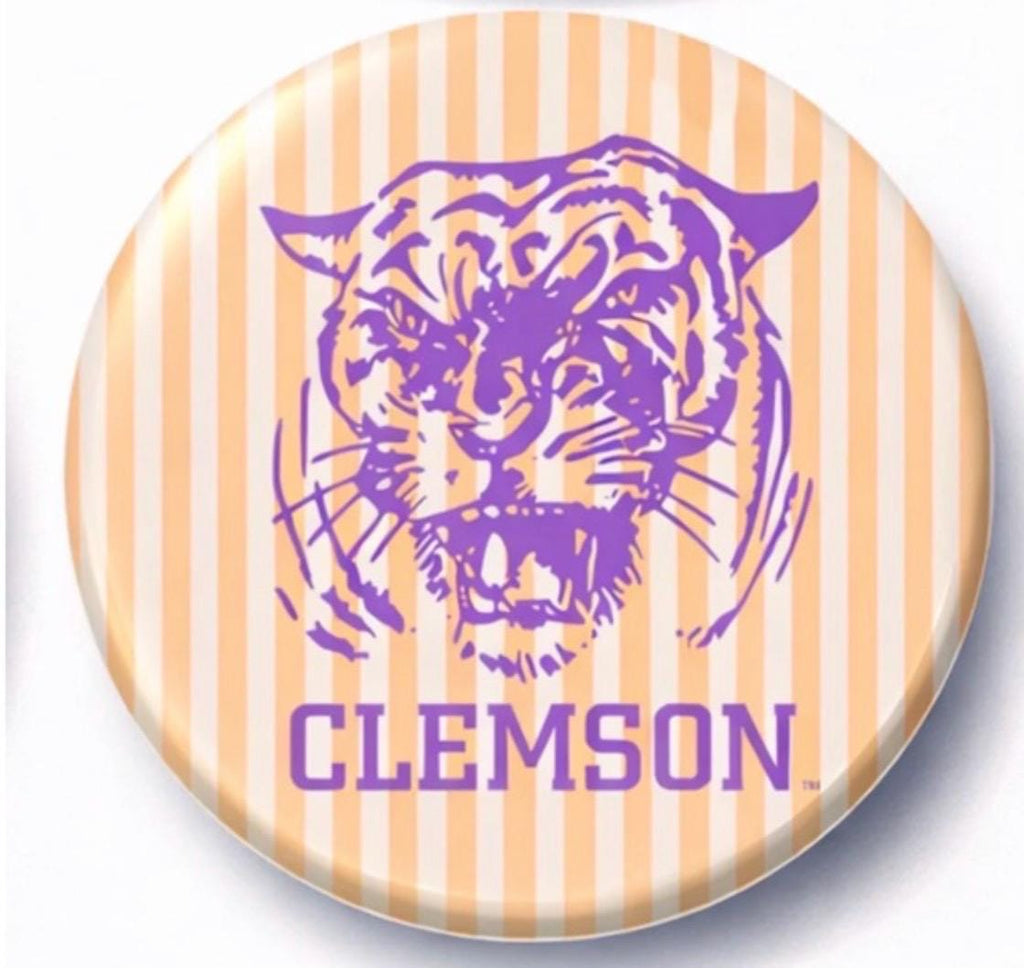 Clemson Tigers Gameday Button | Orange Purple Tiger Spirit Pin | College Football Accessory