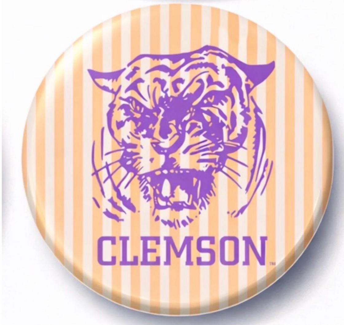 Clemson Tigers Gameday Button | Orange Purple Tiger Spirit Pin | College Football Accessory