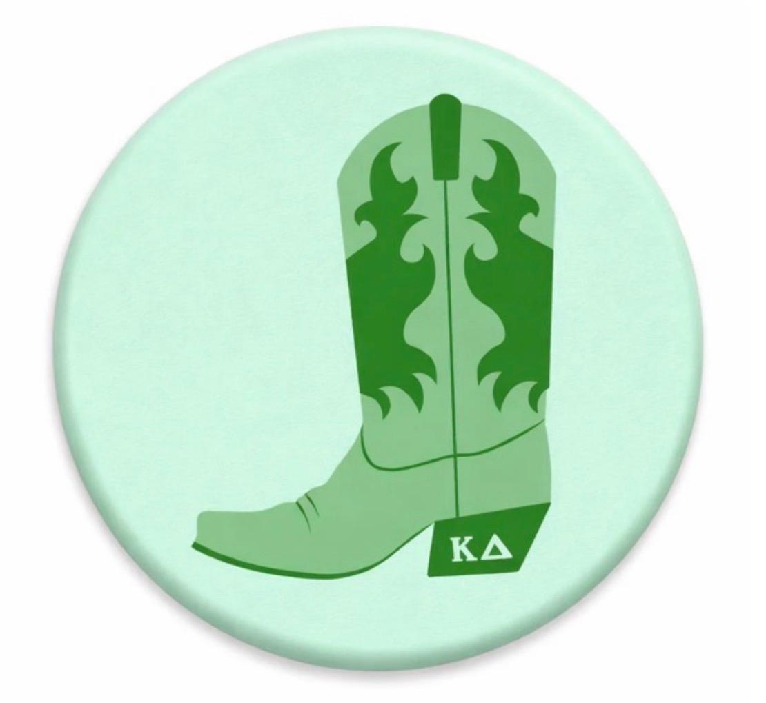 Kappa Delta Gameday Button | KD Sorority Cowboy Boot Pin | College Football Tailgate Accessory