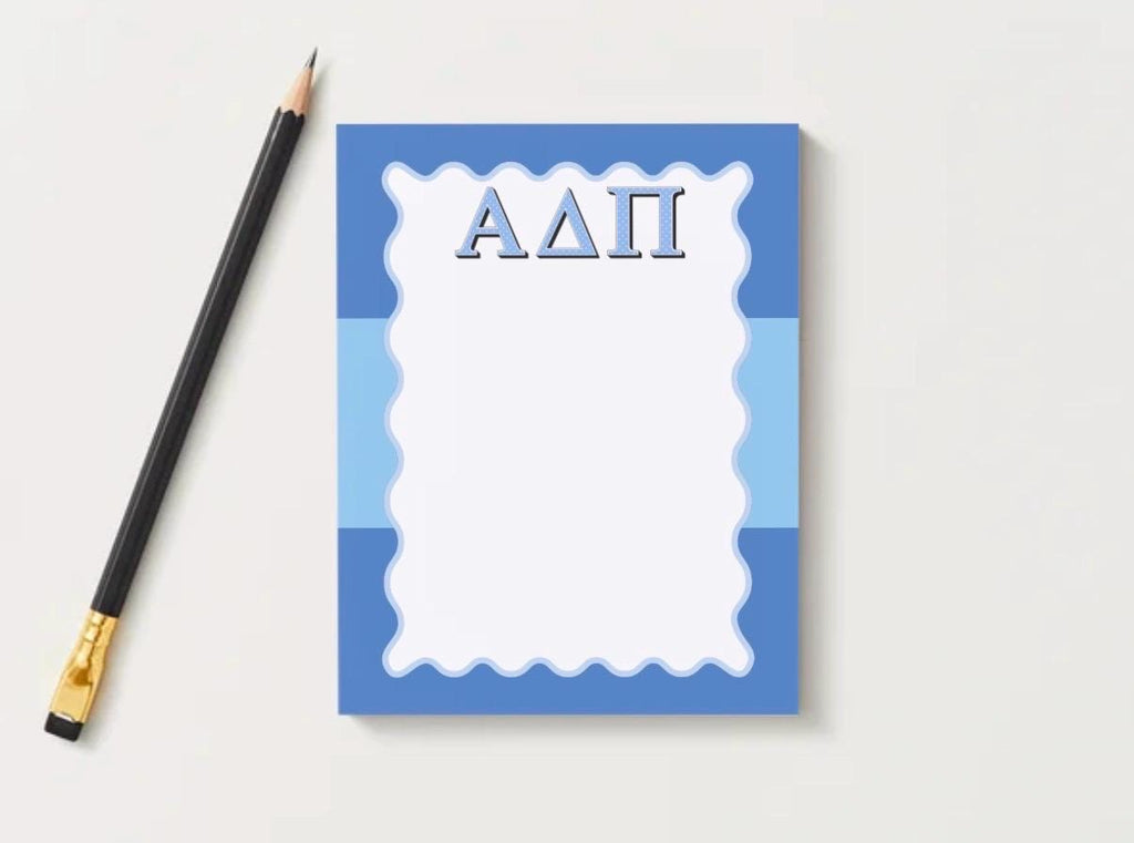 Alpha Delta Pi Notepad, ADPi Sorority Stationery, College Desk Pad, Big Little Gift