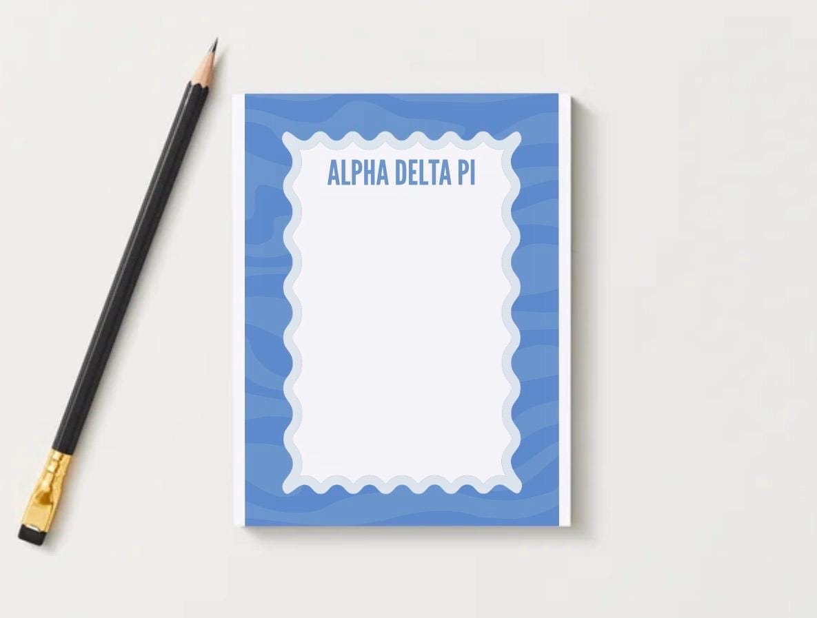 Alpha Delta Pi Notepad, Sorority Stationery, College Desk Pad, Big Little Gift