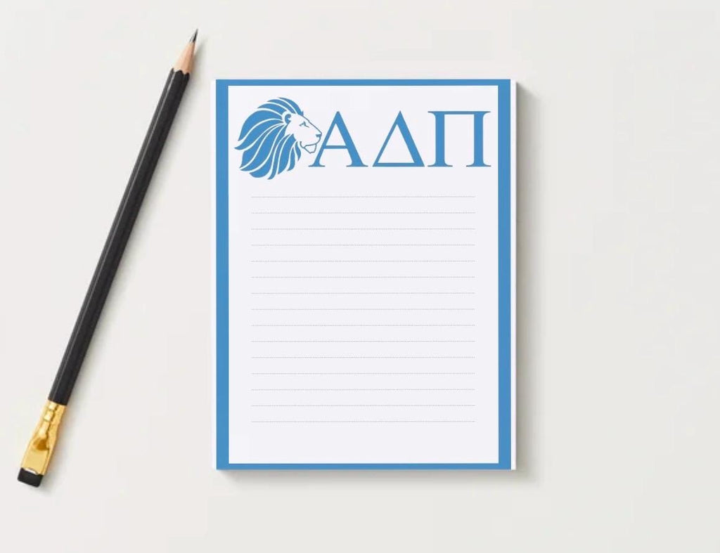 Alpha Delta Pi Notepad, ADPi Sorority Stationery, College Desk Pad, Big Little Gift