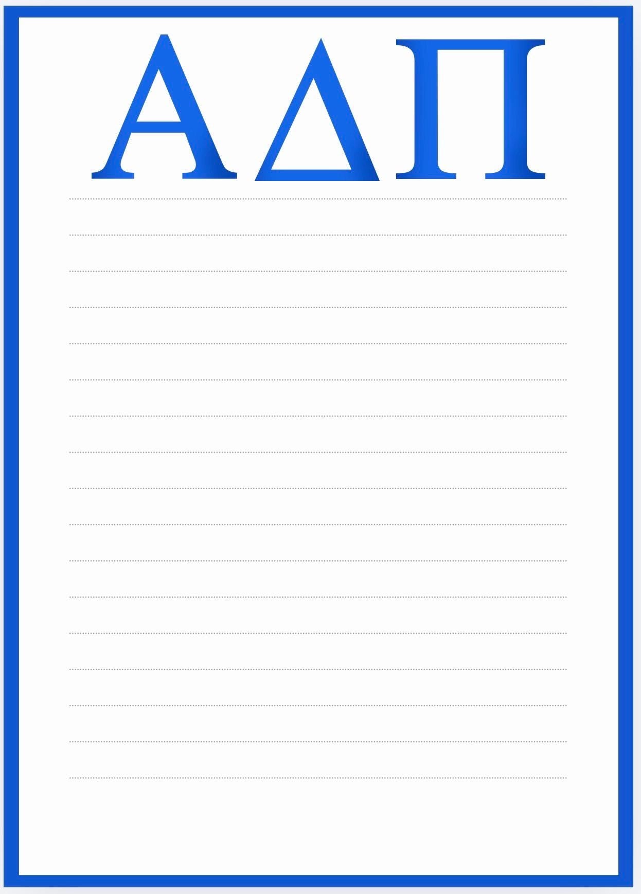 Alpha Delta Pi Notepad, ADPi Sorority Stationery, College Desk Pad, Lion Design