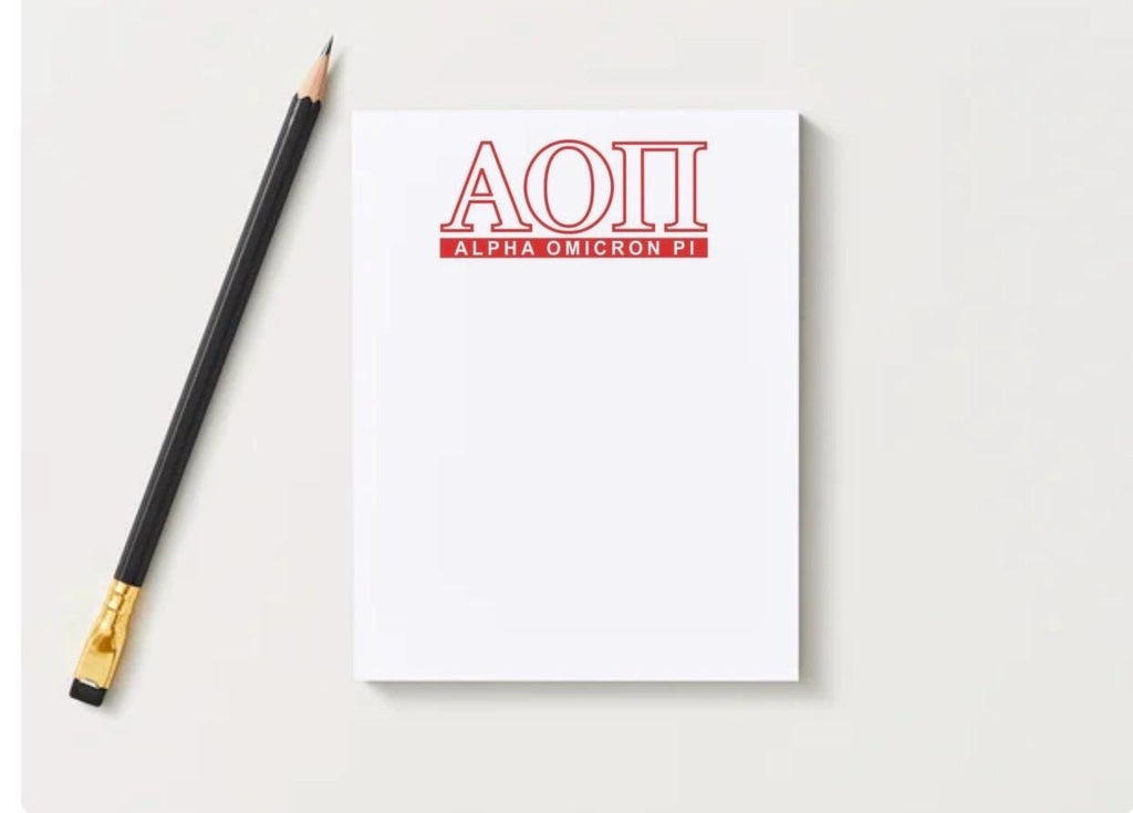 Alpha Omicron Pi Notepad | AOII Sorority Stationery | Big Little Gift, Desk Pad