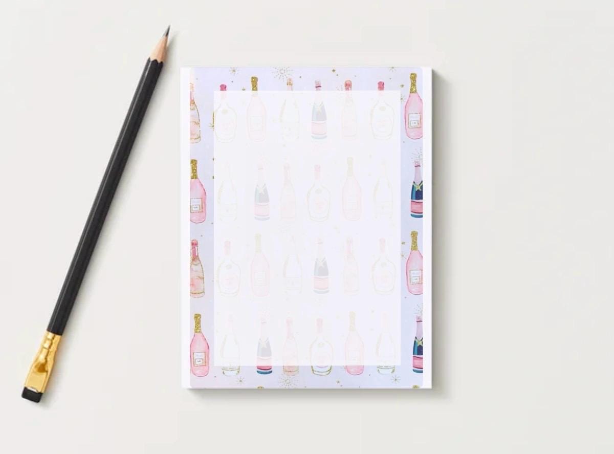 Champagne Bottle Notepad | Celebration Stationery | Party Planning Planner