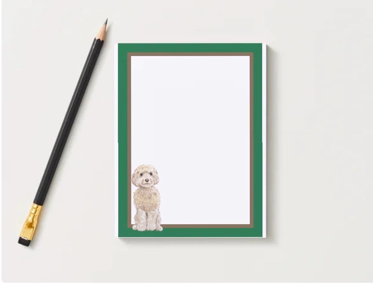 Goldendoodle Notepad | Dog Lover Stationery, Desk Pad, Puppy Memo Pad