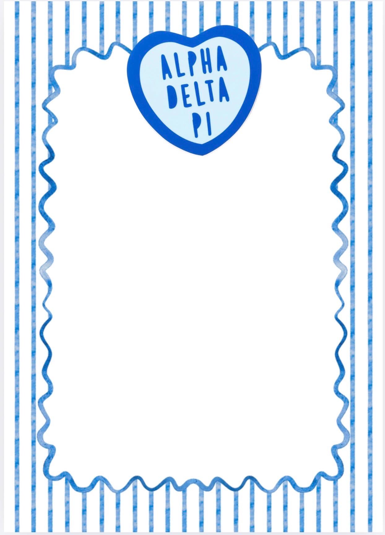 Alpha Delta Pi Notepad, ADPi Sorority Stationery, College Desk Pad, Big Little Gift