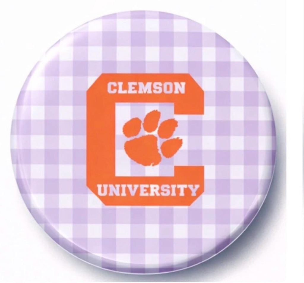 Clemson Tigers Gameday Button | Orange Purple Paw Print Pin Accessory