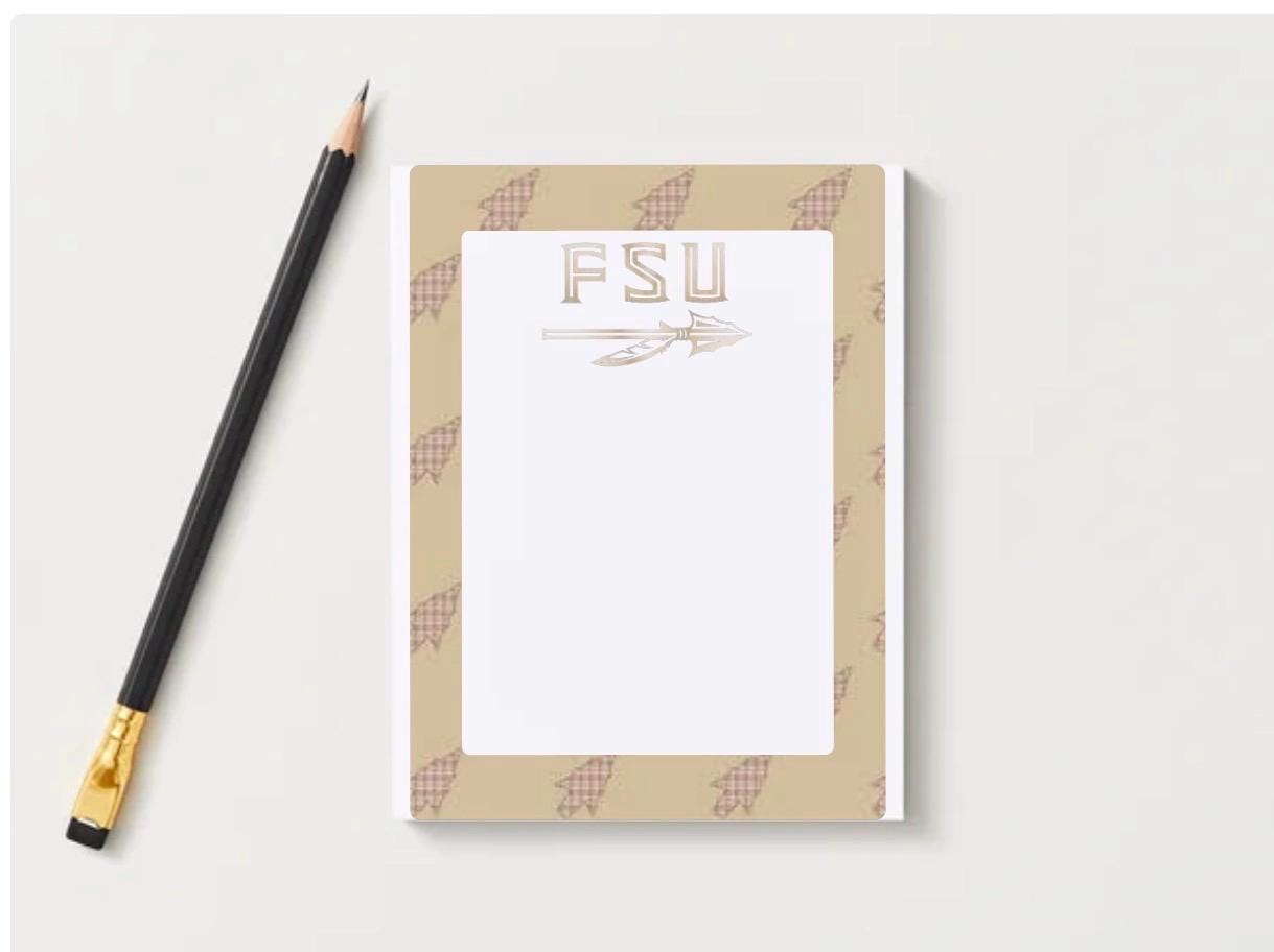 Florida State University Notepad | FSU Gameday Checklist | Seminole Fan Gift | College Student Stationery