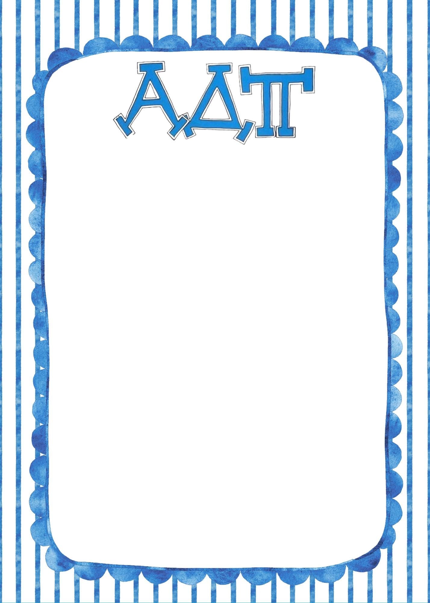 Alpha Delta Pi Notepad, ADPi Sorority Stationery, College Desk Pad, Big Little Gift