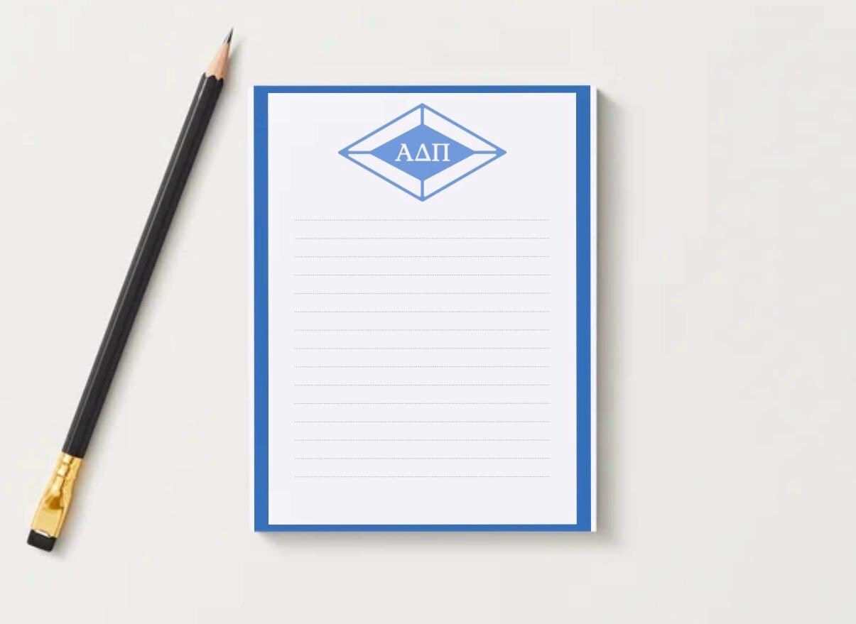 Alpha Delta Pi Notepad, ADPi Sorority Stationery, College Desk Pad, Big Little Gift