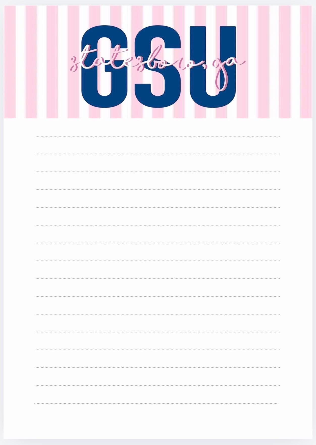 Georgia Southern University Notepad | Gameday Checklist, Eagle Fan Stationery