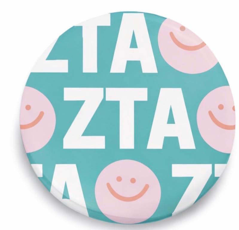 Zeta Tau Alpha Gameday Button, ZTA Sorority Pin, Collegiate Tailgate Accessory