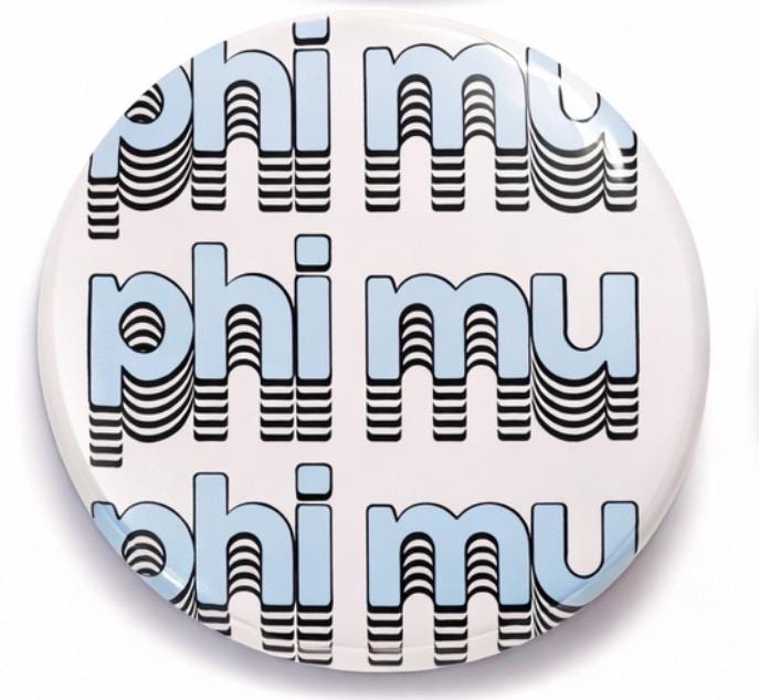 Phi Mu Gameday Button, Sorority Game Day Pin, Tailgate Accessory, Trendy Greek Life Accessory
