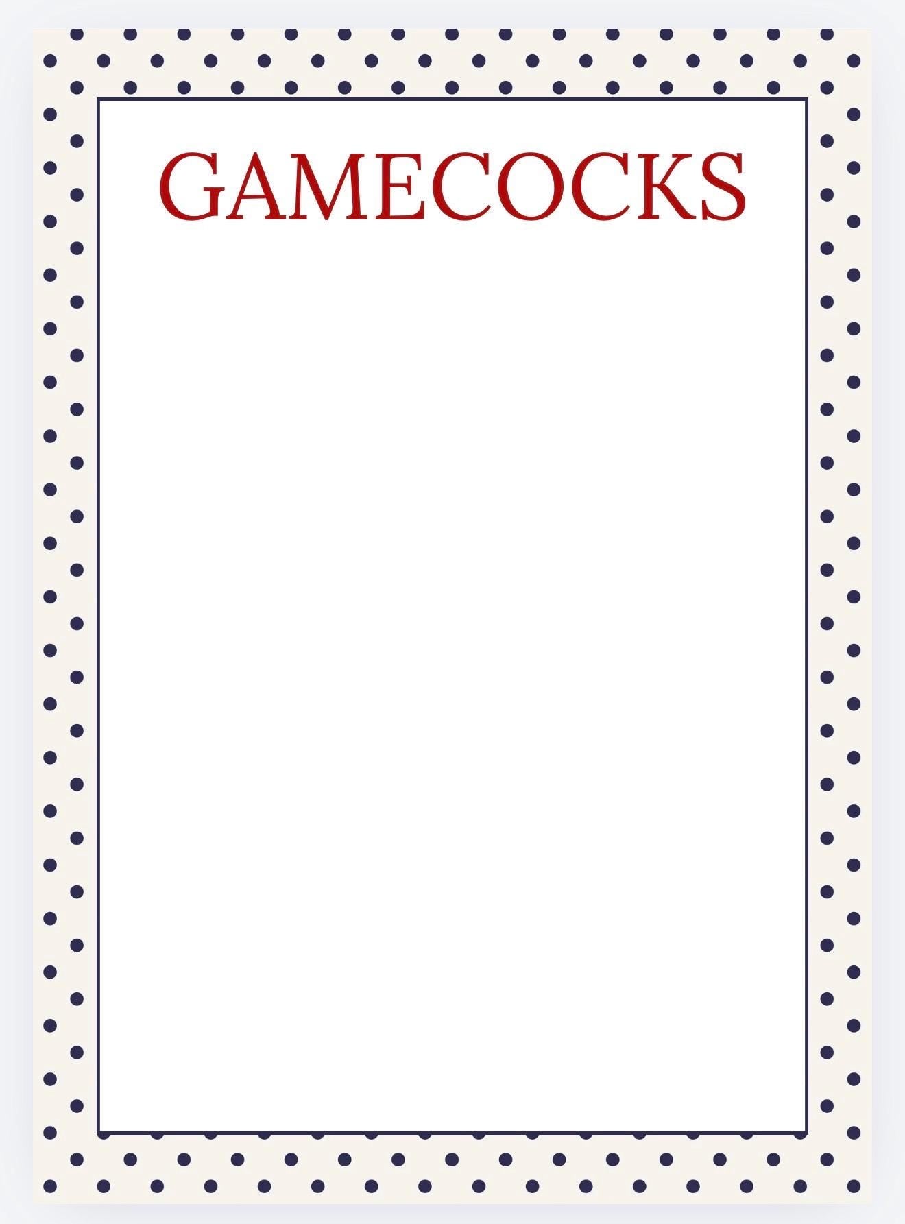 Garnet Black Gamecocks Notepad | South Carolina College Stationery (5x7")