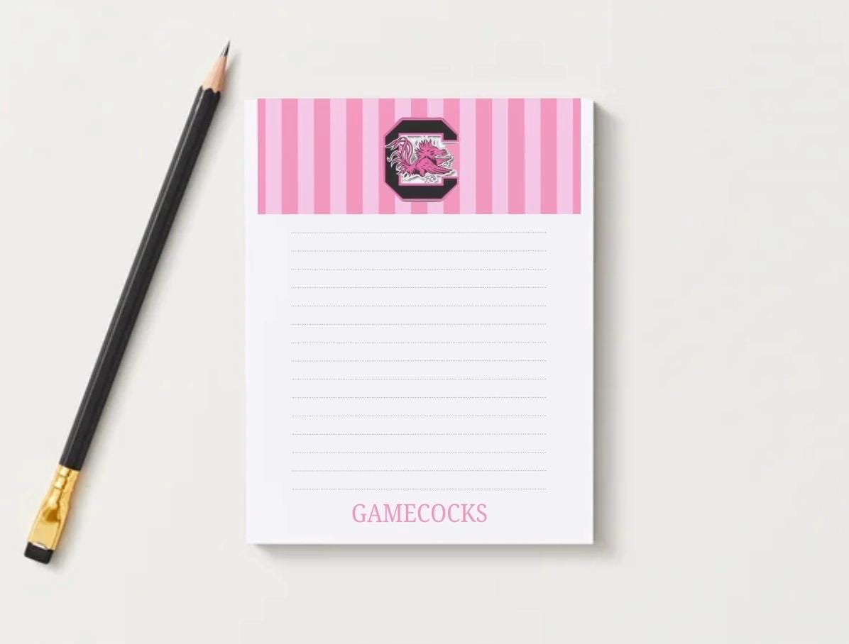 Garnet Black Notepad | South Carolina Gamecocks List Pad | Collegiate Stationery