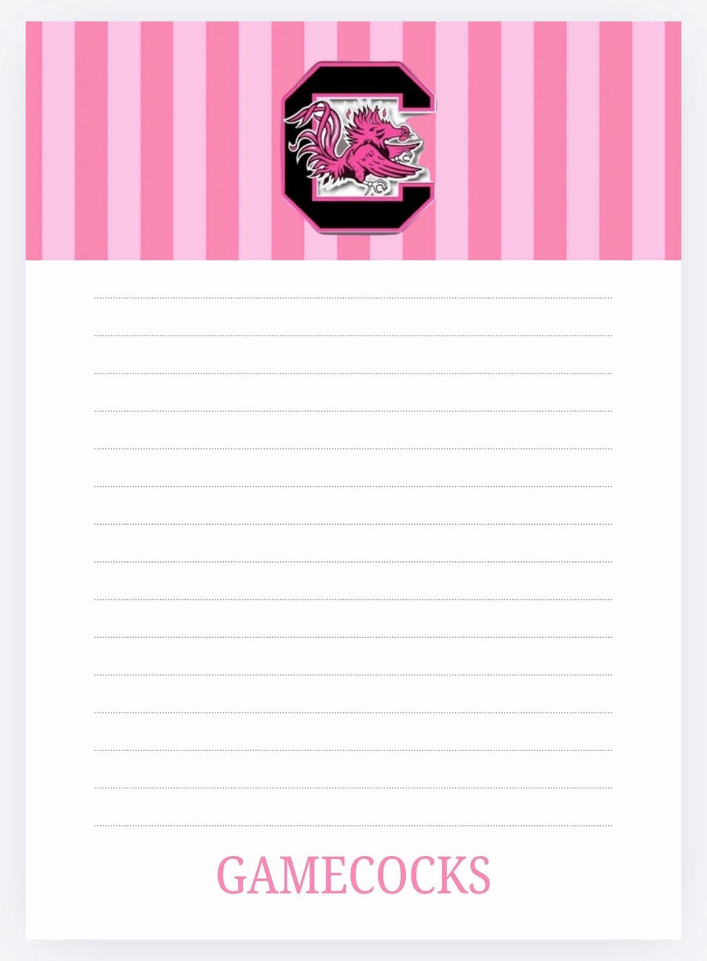 Garnet Black Notepad | South Carolina Gamecocks List Pad | Collegiate Stationery