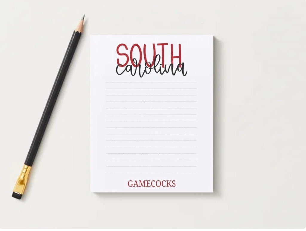 Garnet Black South Carolina Notepad | Game Day List Pad, College Stationery