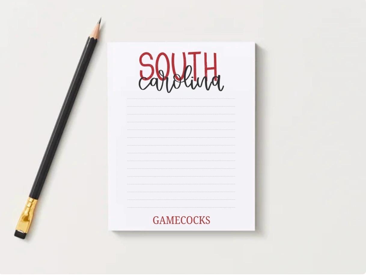 Garnet Black South Carolina Notepad | Game Day List Pad, College Stationery