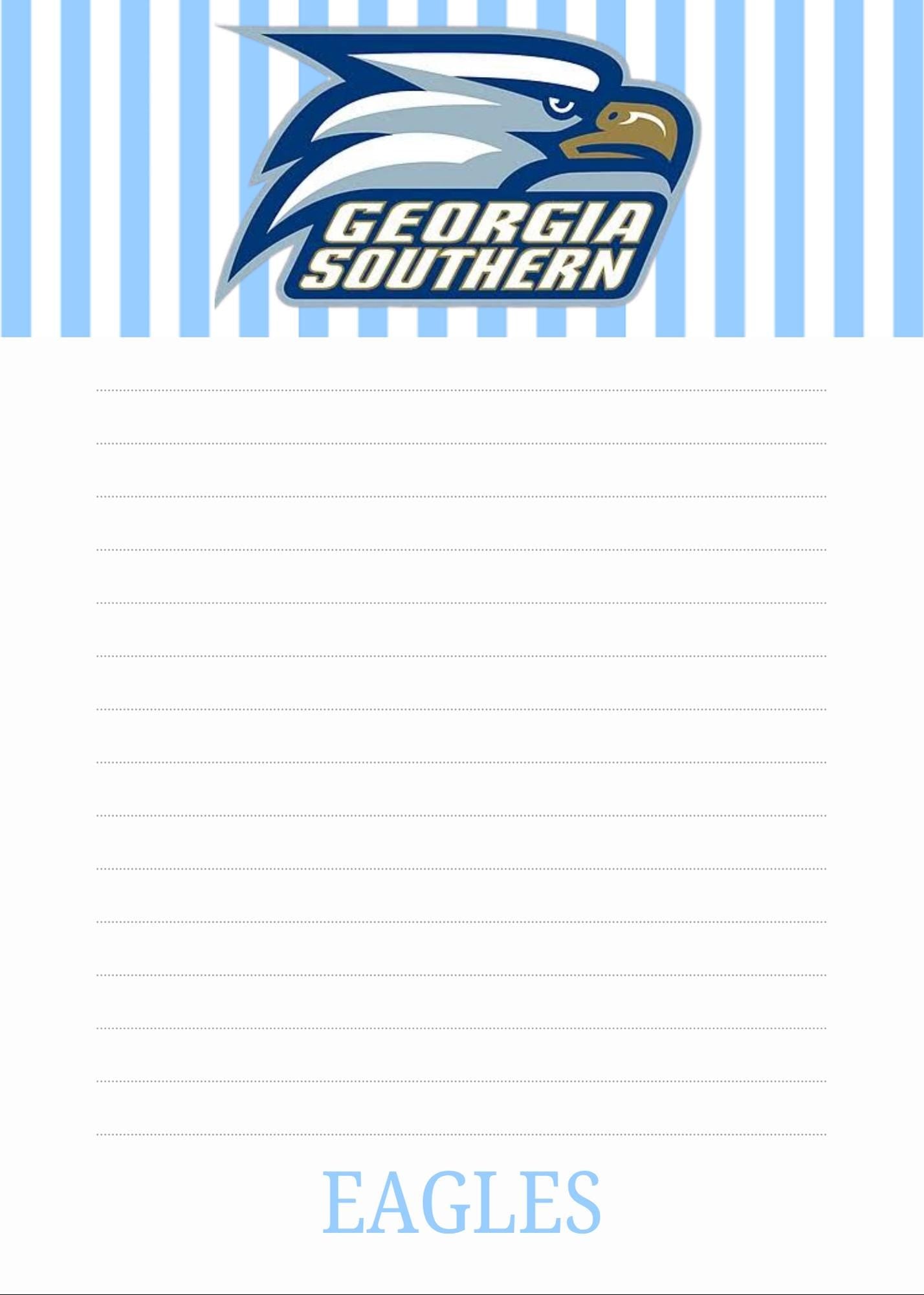 Georgia Southern University Notepad | Gameday Checklist, Eagle Fan Stationery