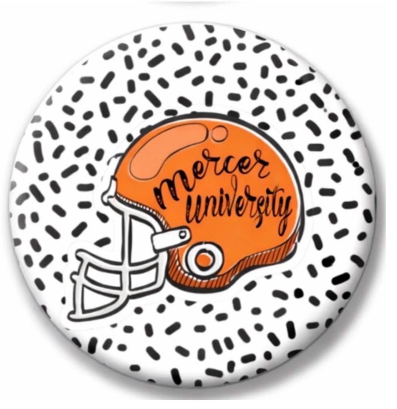Mercer University Game Day Button | Orange Black Spirit Pin | College Tailgate Accessory
