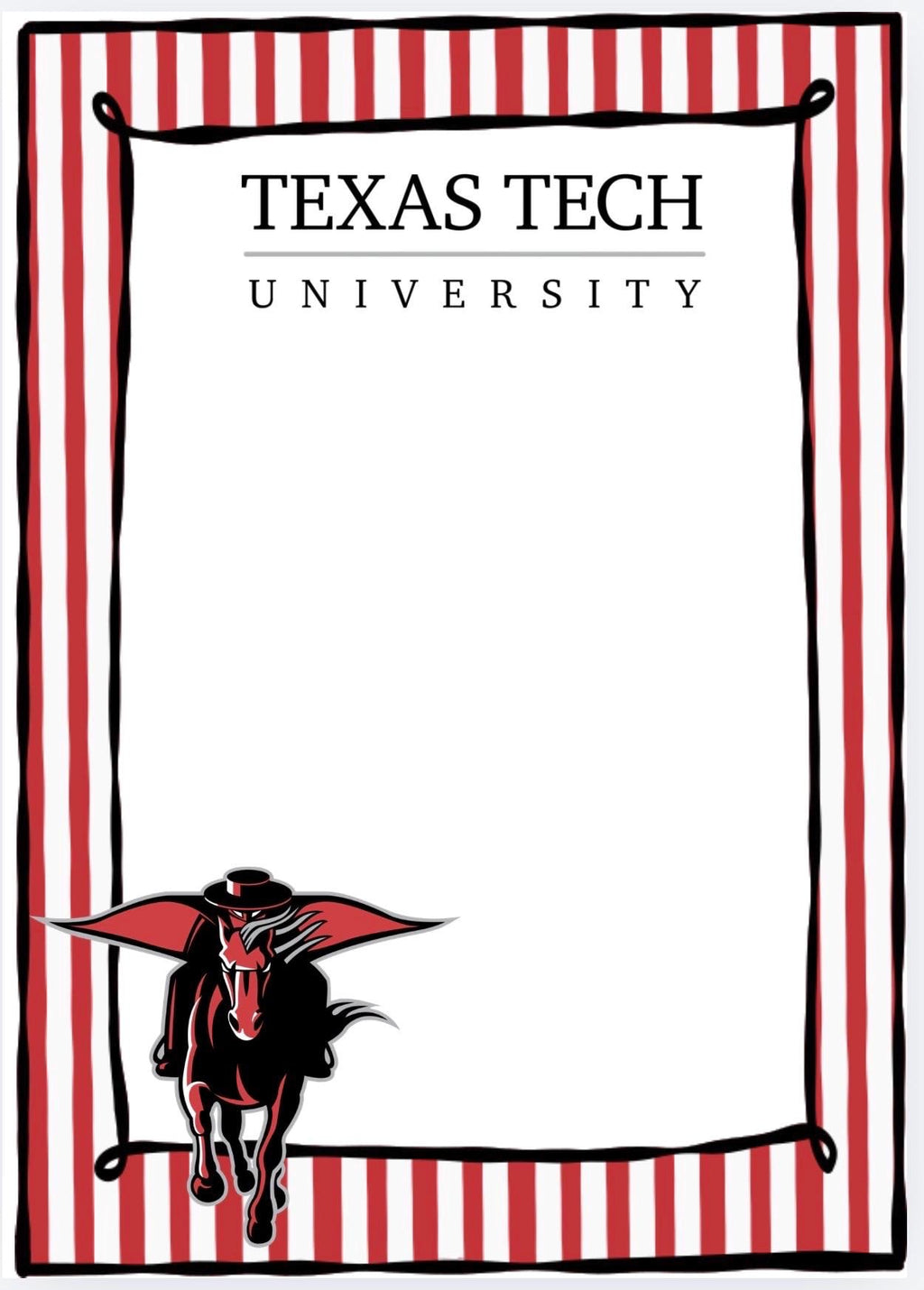 Texas Tech Notepad | Red Raiders Collegiate Stationery | 5x7 Desk Pad