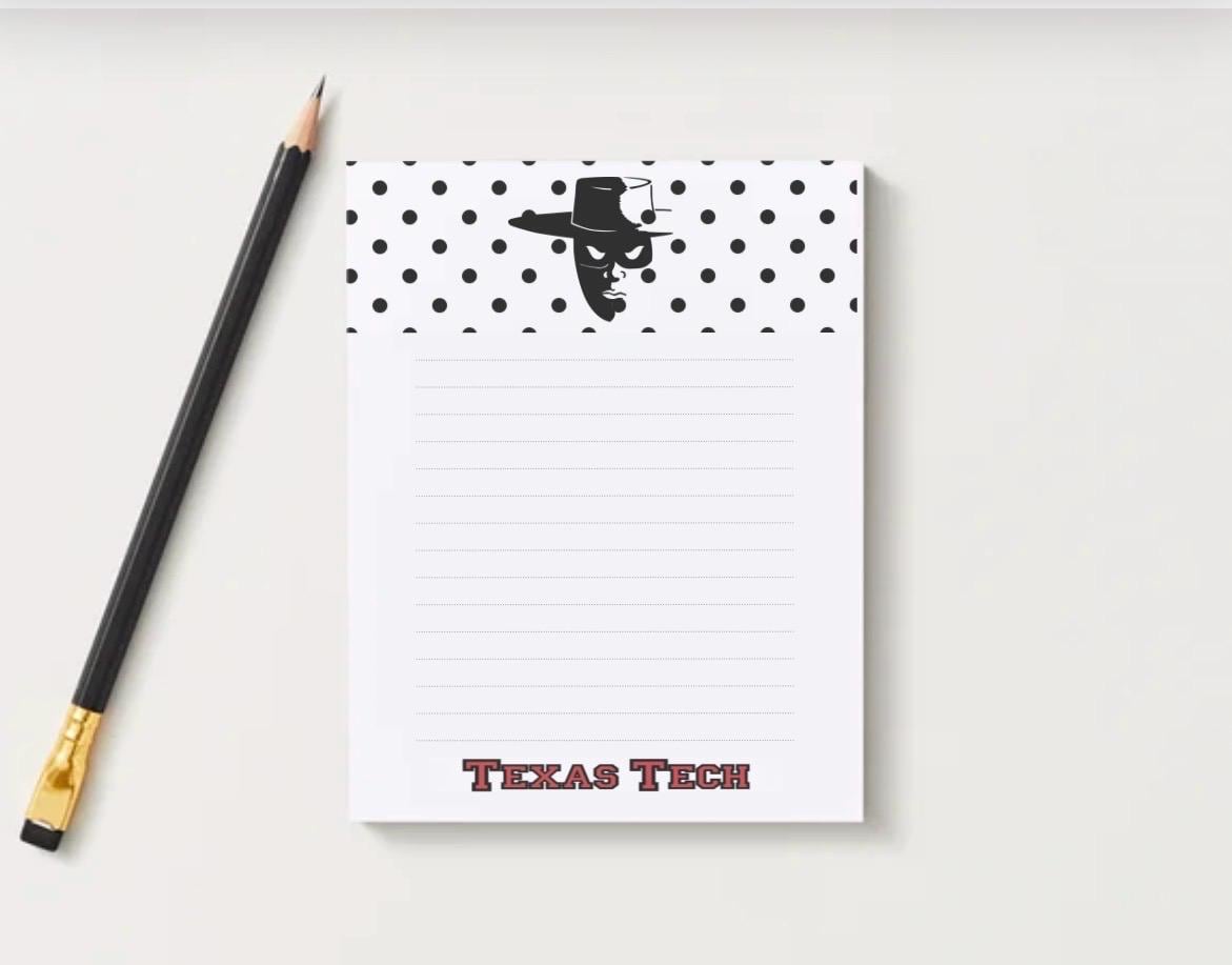 Texas Tech Notepad | Red Raiders Collegiate Stationery | 5x7 Desk Pad