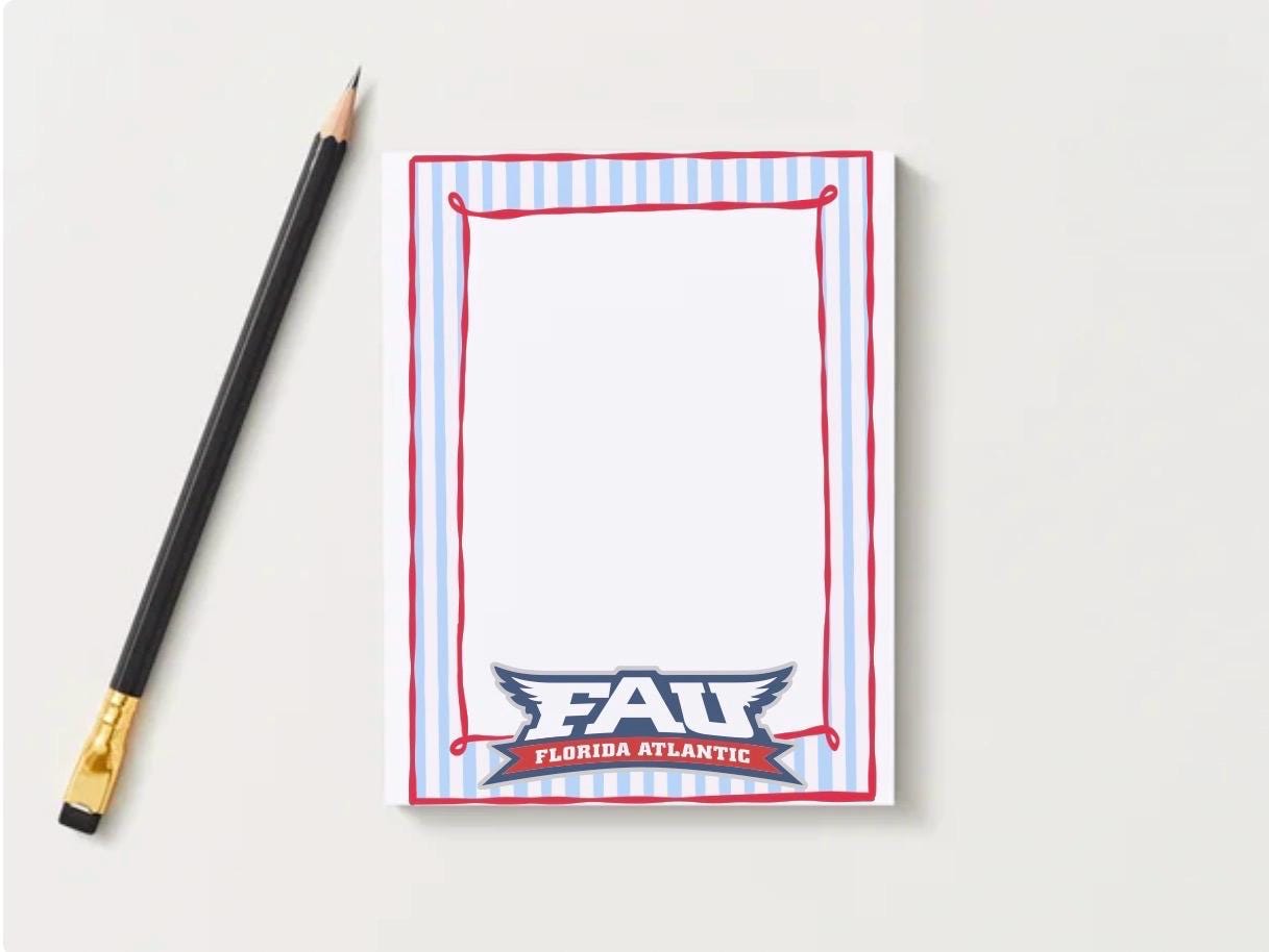 Florida Atlantic University Owls Notepad | College Dorm Desk Accessories