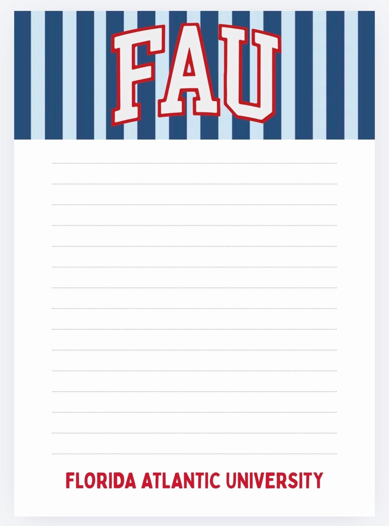 Florida Atlantic University Owls Notepad | College Dorm Desk Stationery